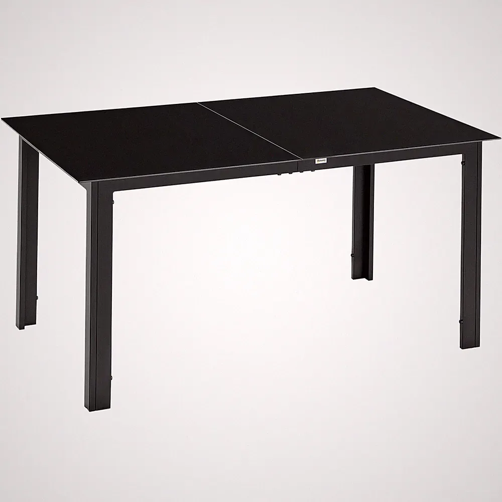 Gartentisch, Garten Esstisch für 6 Personen aus Alu Schwarz Refurbished