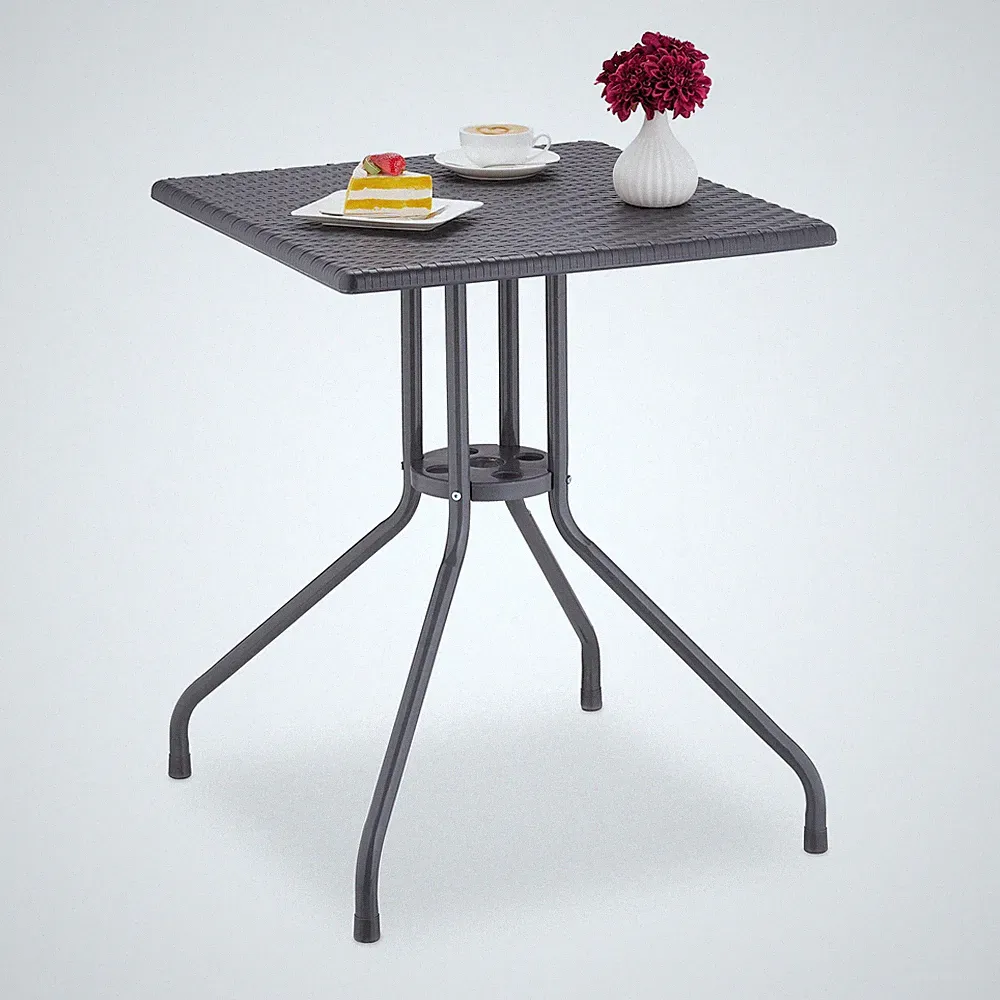 Gartentisch Gartenbeistelltisch Outdoor-Tisch grau 4 Personen Balkon-Tisch
