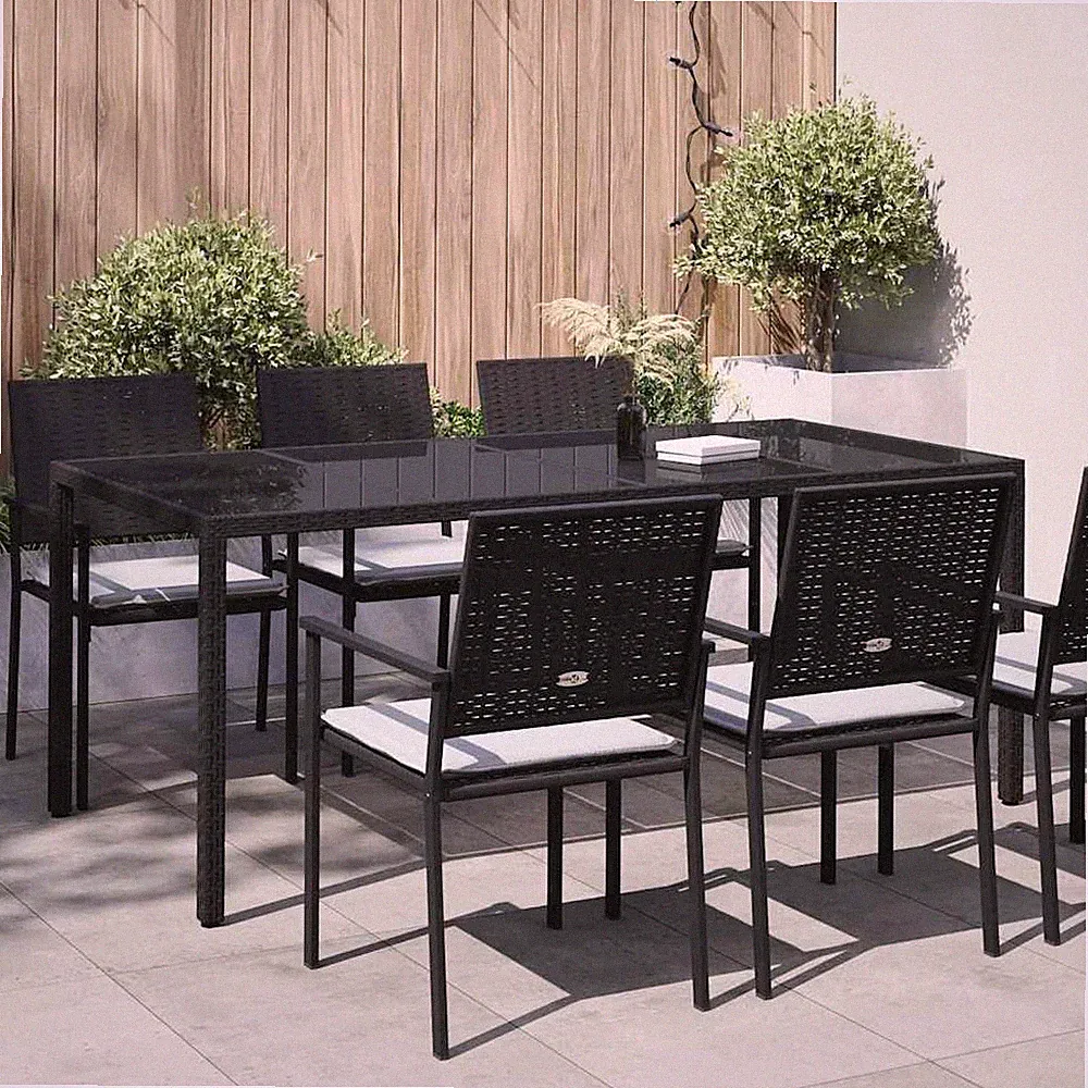Gartentisch Gehärtetes Glas Poly Rattan Terrassentisch mehrere Auswahl vidaXL