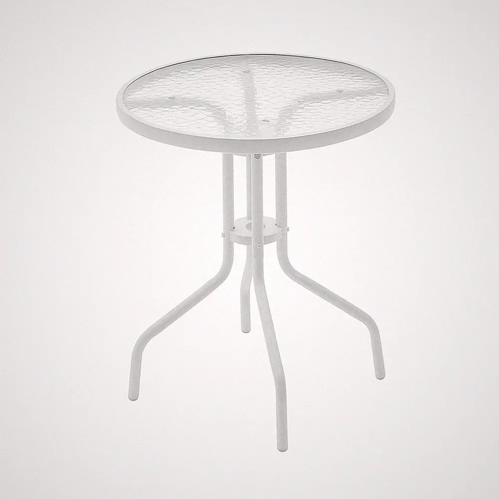 Gartentisch Glas Alu Aluminium Esstisch Glastisch Tisch Garten 60x70cm Weiß