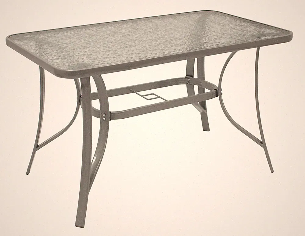 Gartentisch Glastisch Metalltisch Gartenmöbel Glas Tisch FLORENZ 70x120cm silber