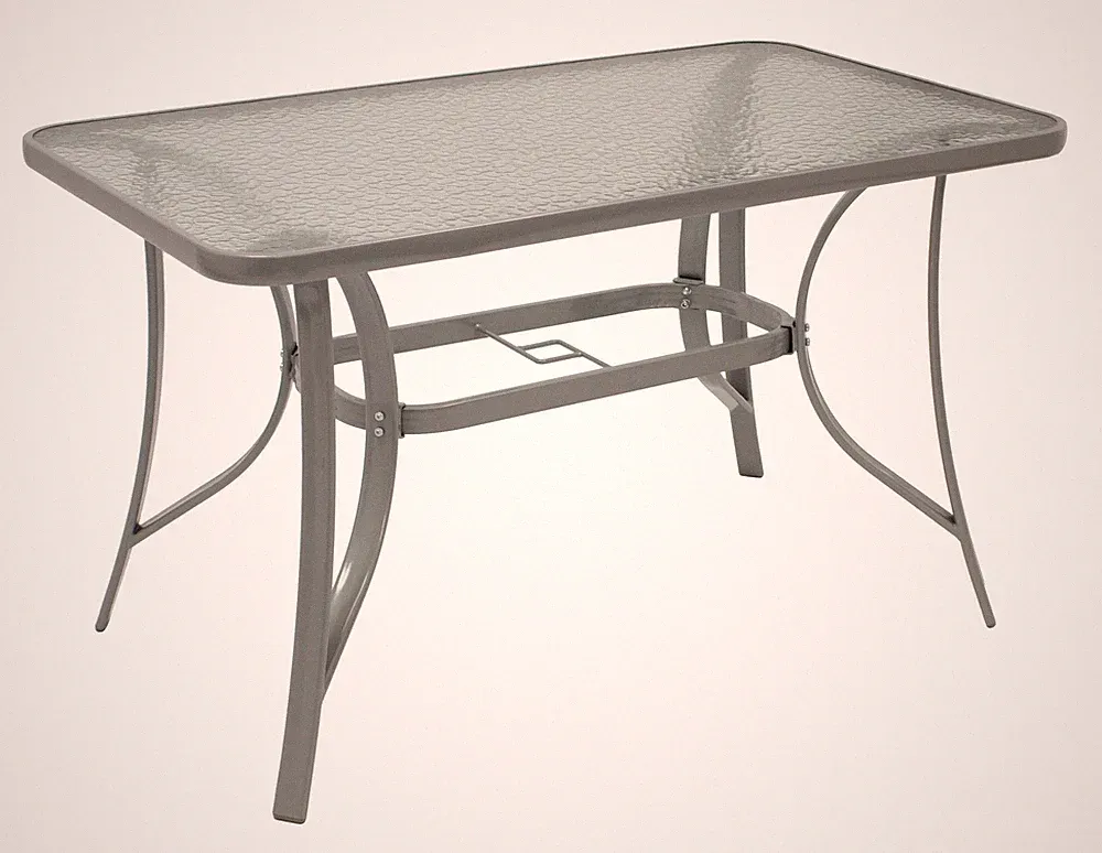 Gartentisch Glastisch Metalltisch Glas Tisch FLORENZ 70x120cm silber, 2. WAHL