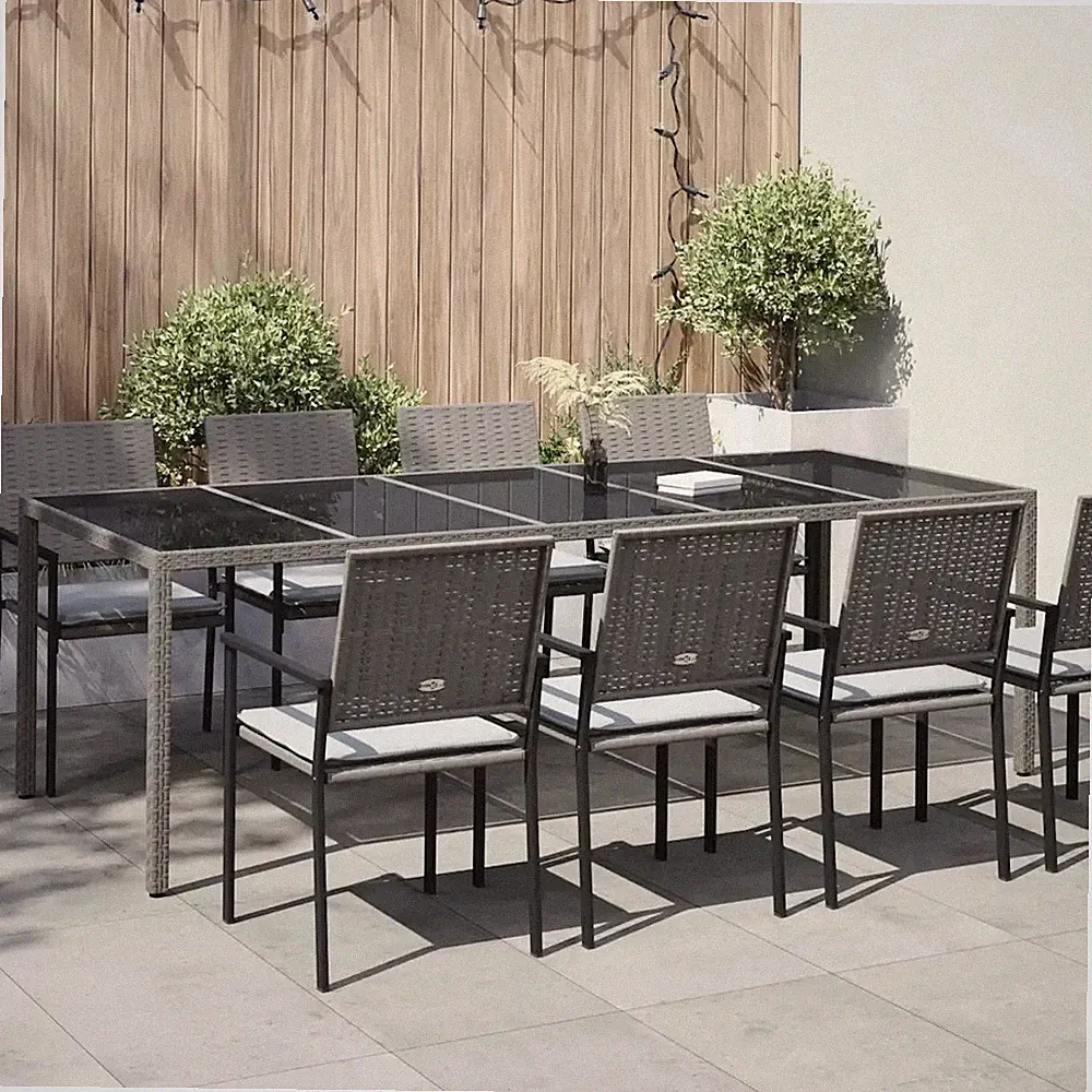 Gartentisch Grau 250 x 100 x 75 cm Poly-Rattan