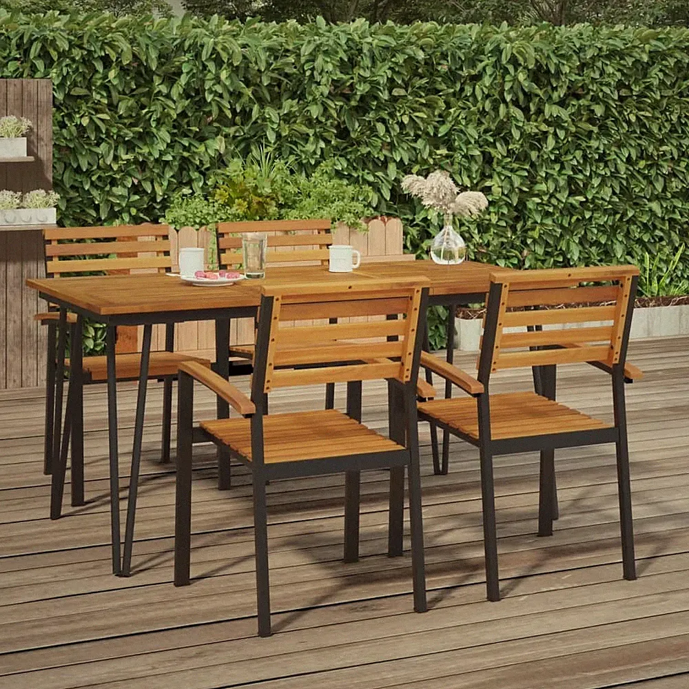 Gartentisch Haarnadel-Beine Esstisch Balkontisch Tisch Massivholz Akazie