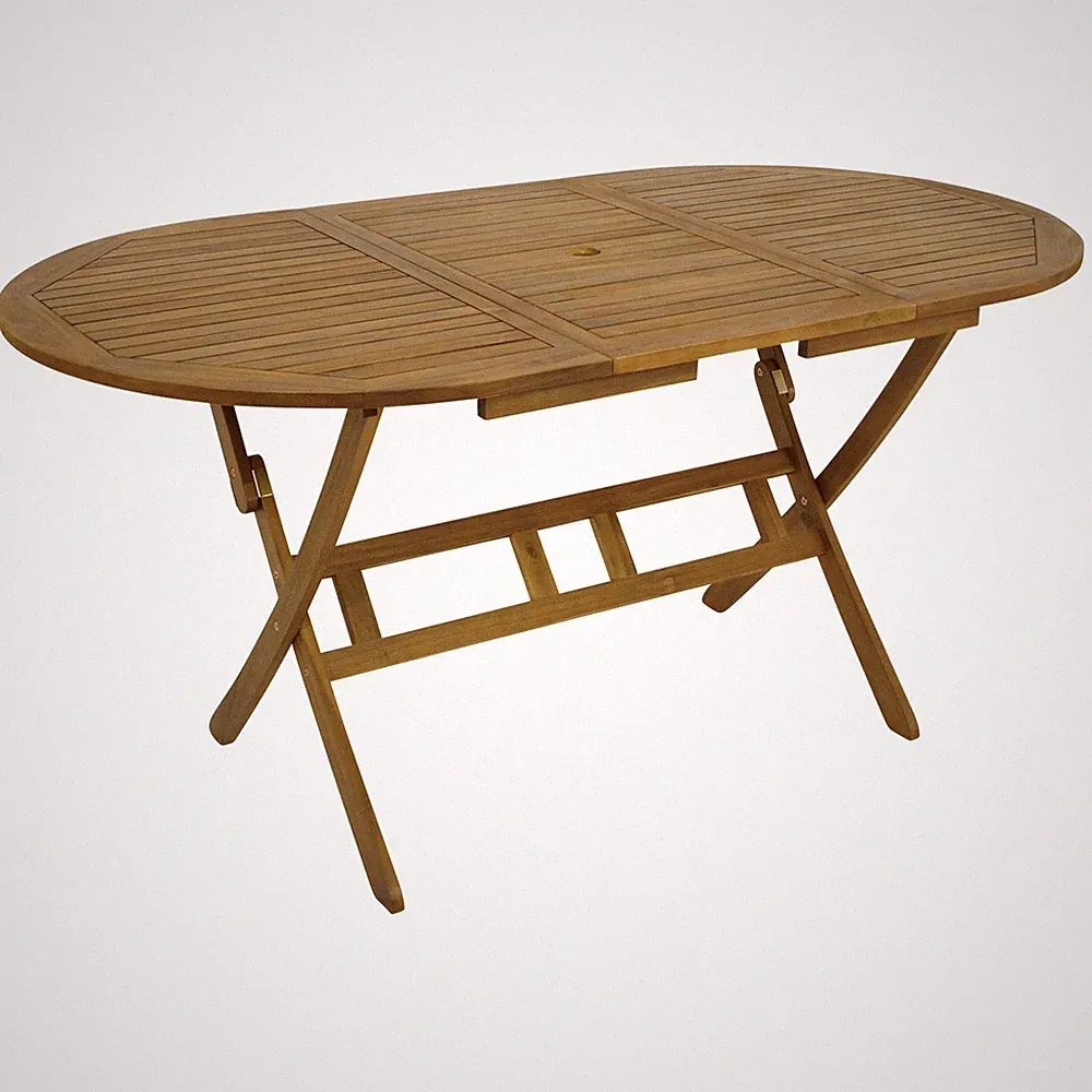 Gartentisch Holztisch Klapptisch Gartenmöbel Tisch 160x85cm oval Akazie 2. WAHL