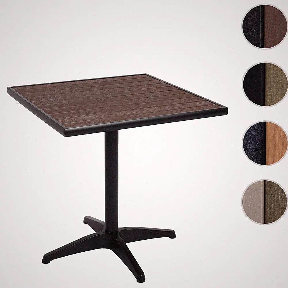 Gartentisch HWC-J95, Bistrotisch, Gastronomie Outdoor Aluminium Holzoptik