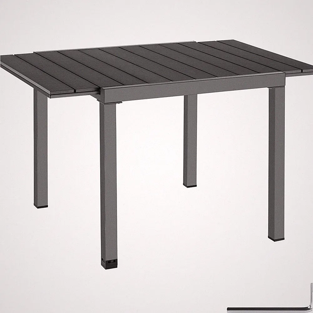 Gartentisch Inca Aluminium, ausziehbar, Holzoptik Balkontisch schwarz B-Ware