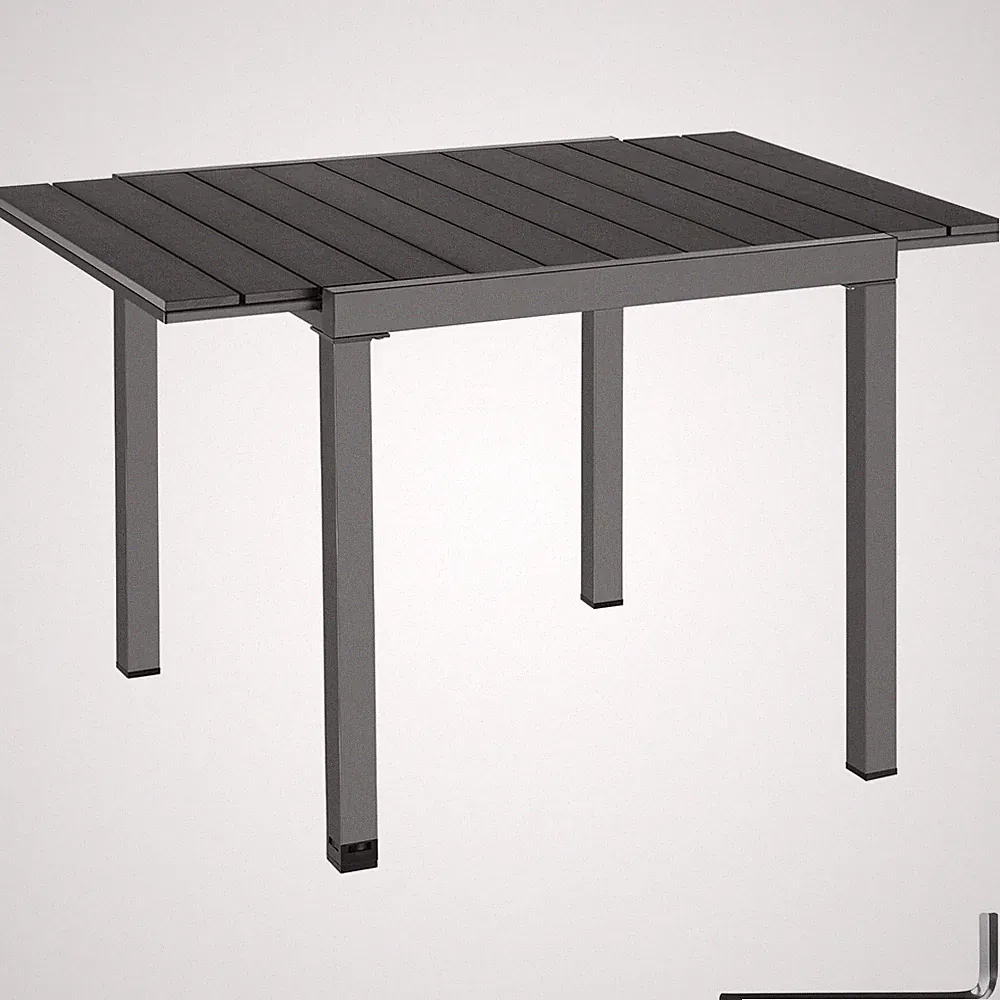 Gartentisch Inca Aluminium, ausziehbar, Holzoptik Balkontisch schwarz B-Ware