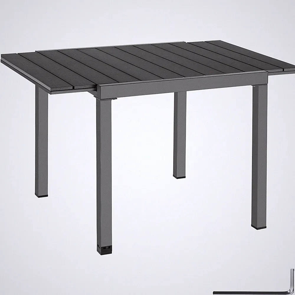 Gartentisch Inca Aluminium, ausziehbar, Holzoptik Balkontisch schwarz B-Ware