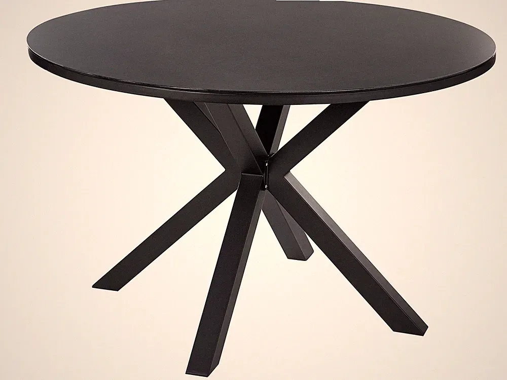 Gartentisch Keramik Aluminium schwarz rund 120 cm X-Beine modern Maletto