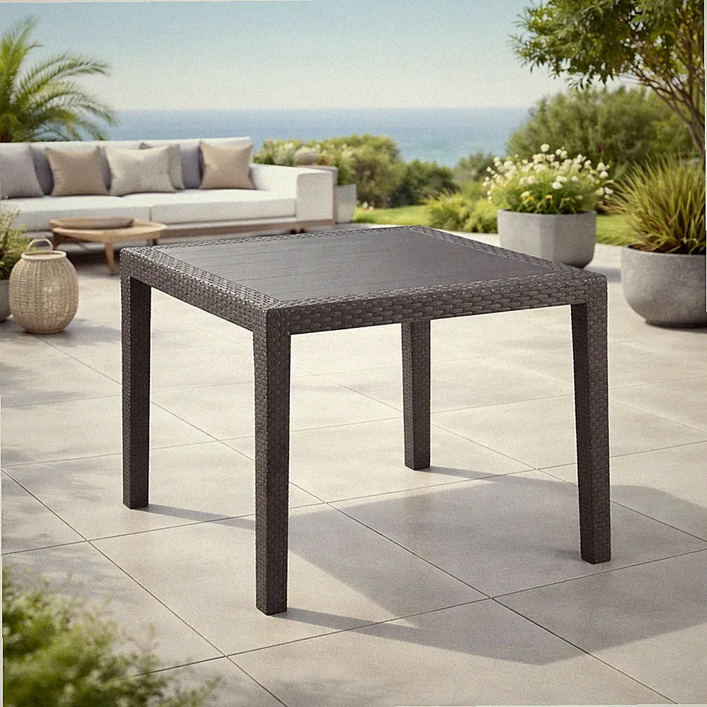 Gartentisch King 79x79cm Rattan-Optik Kunststoff Terrasse Anthrazit eckig Balkon