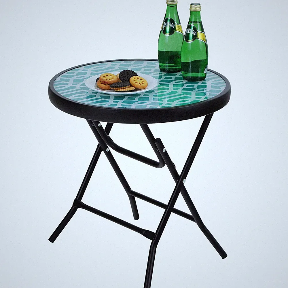 Gartentisch Klappbar Outdoor Beistelltisch Klein Balkontisch Glas Wetterfest