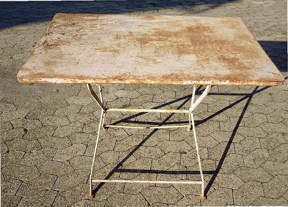 Gartentisch Metall Art Deco Vintage Shabby Alt Eisen Blech Tisch Garten