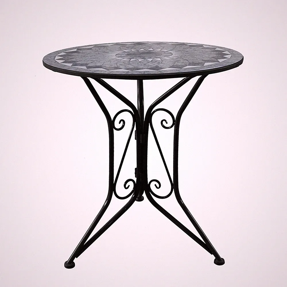 Gartentisch Metall Schwarz Schieferoptik