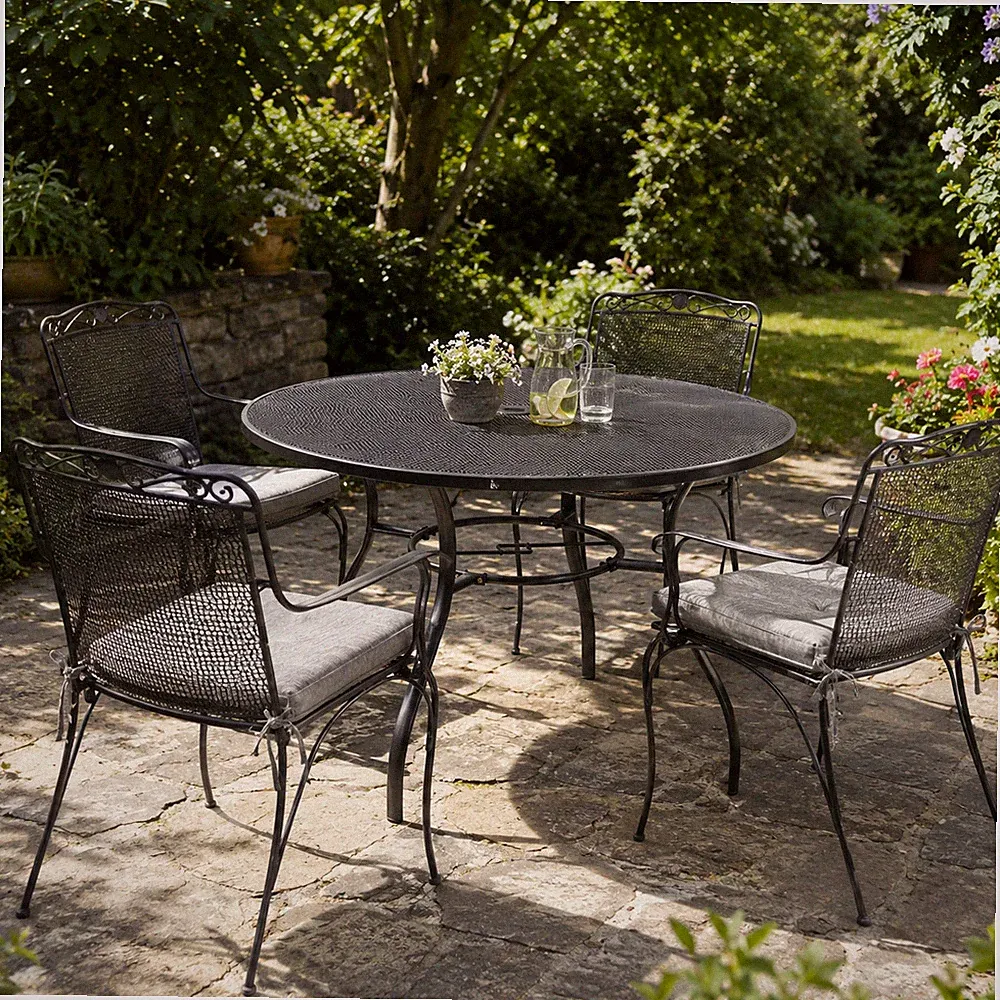 Gartentisch Metalltisch Streckmetall 120cm Sonnenschirm Tisch