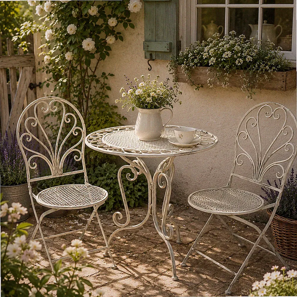 ✨ Gartentisch mit 2 Stühlen 3tlg Bistro Set Schmiedeeisen Gartenmöbel Vintage