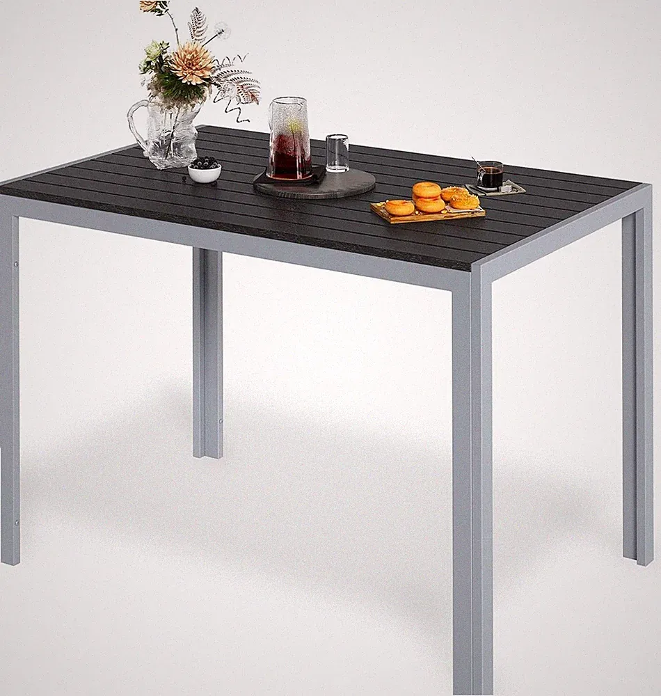 Gartentisch mit Aluminiumrahmen - Silber Grau, 110x70 cm, für den Außenbereich