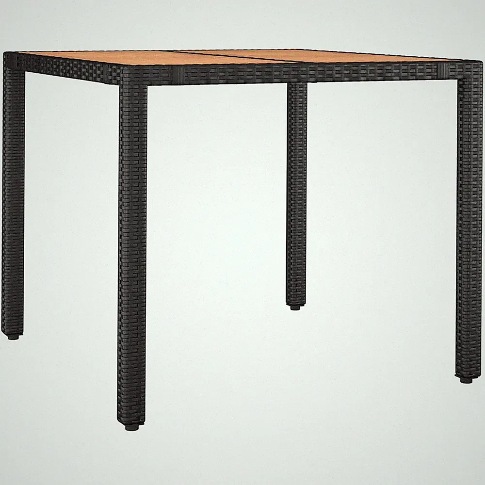 Gartentisch mit Holzplatte Schwarz Poly Rattan & Akazienholz
