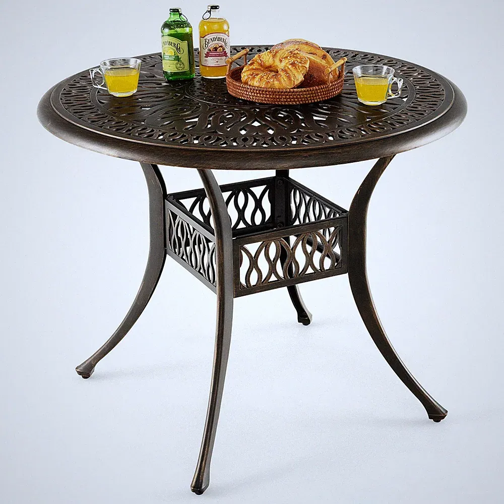 Gartentisch mit Schirmloch rund Balkontisch wetterfest 90 x 90 x 74 cm