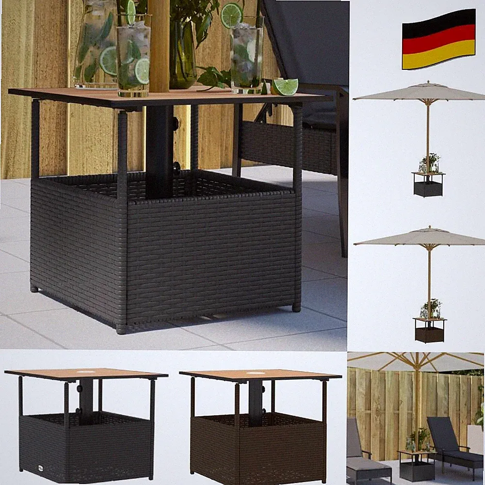 Gartentisch mit Schirmloch Terrassentisch Esstisch Tisch Poly Rattan vidaXL