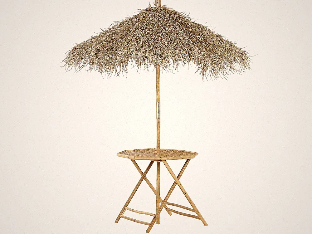 Gartentisch mit Sonnenschirm Bambus Seegras heller Holzfarbton natürlich Molise