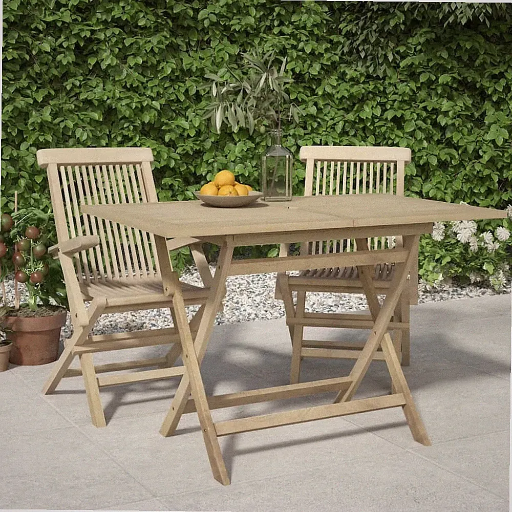 Gartentisch mit Sonnenschirmloch Klappbar Esstisch 120x70x75 cm Massivholz Teak