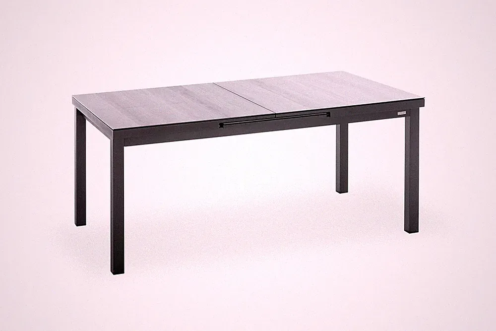 Gartentisch Nancero 180x100 Ausziehbar 240 ES-Glas Grau Gestell Alu Anthrazit