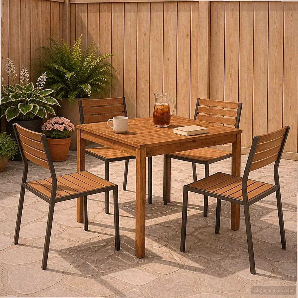 Gartentisch Natur 80 X 80.5 X 75 Cm Massivholz Akazie