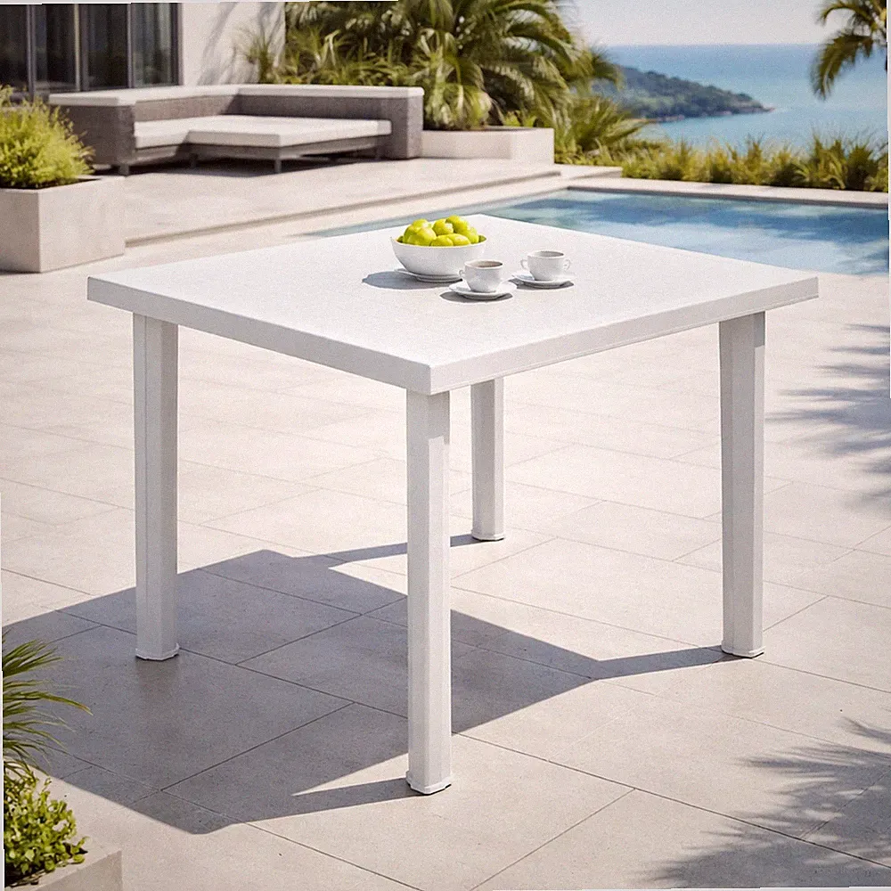 Gartentisch Outdoortisch Kunststoff Wetterfest Weiß Balkon L80xB75xH72cm
