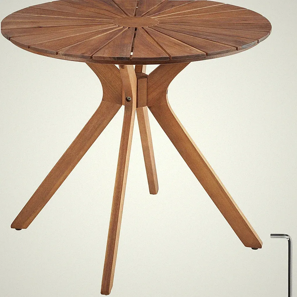 Gartentisch Pollensa, rund, wetterfest, massives Akazienholz braun B-Ware