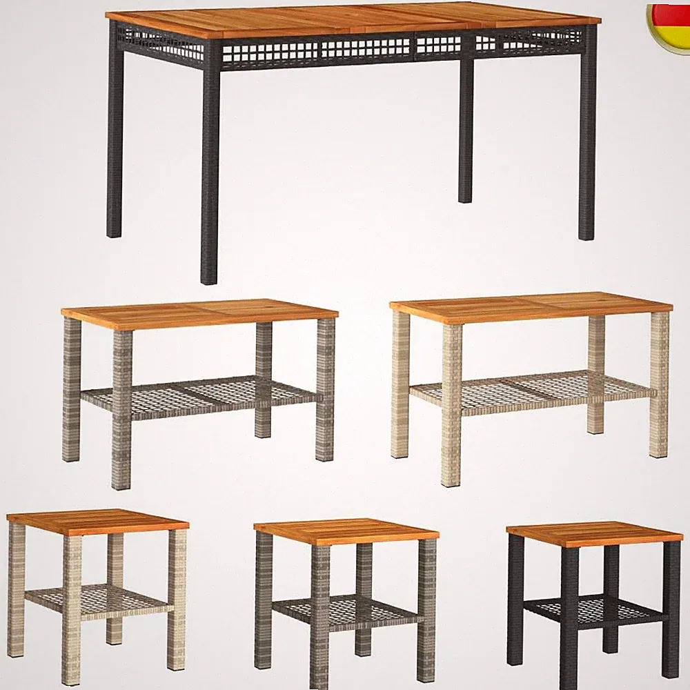 Gartentisch Poly Rattan Akazienholz Balkontisch Esstisch Terrassen Tish Outdoor
