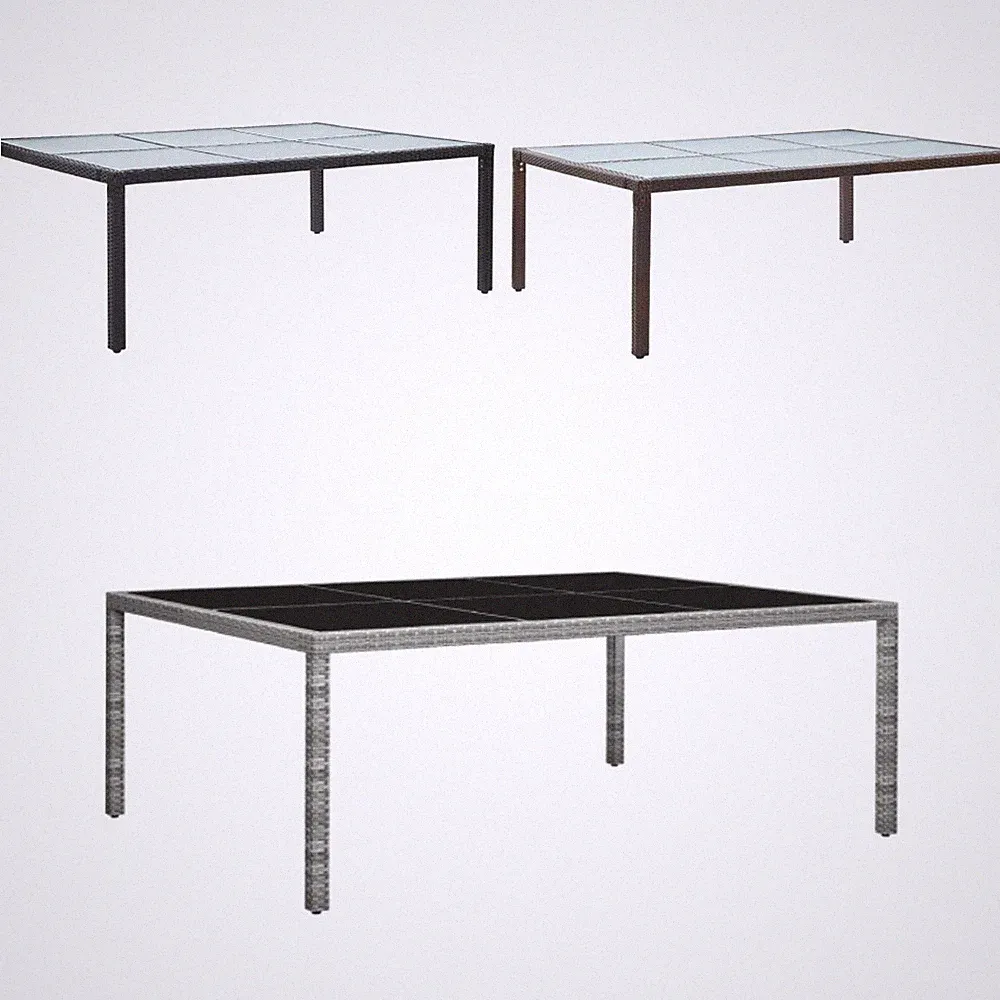 Gartentisch Poly Rattan Balkontisch Terrassentisch Gehärtetes Milchglas Stahl