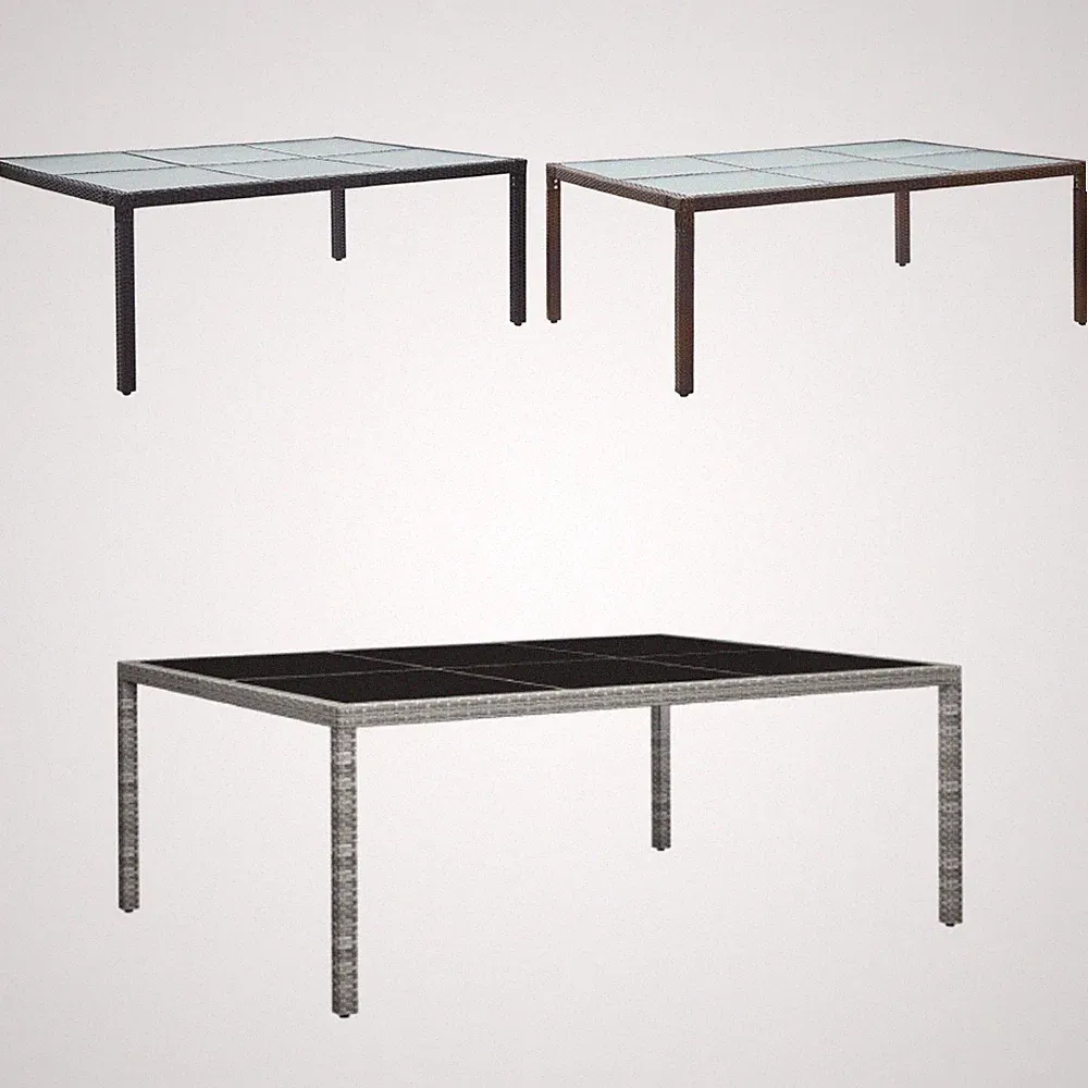 Gartentisch Poly Rattan Balkontisch Terrassentisch Gehärtetes Milchglas Stahl
