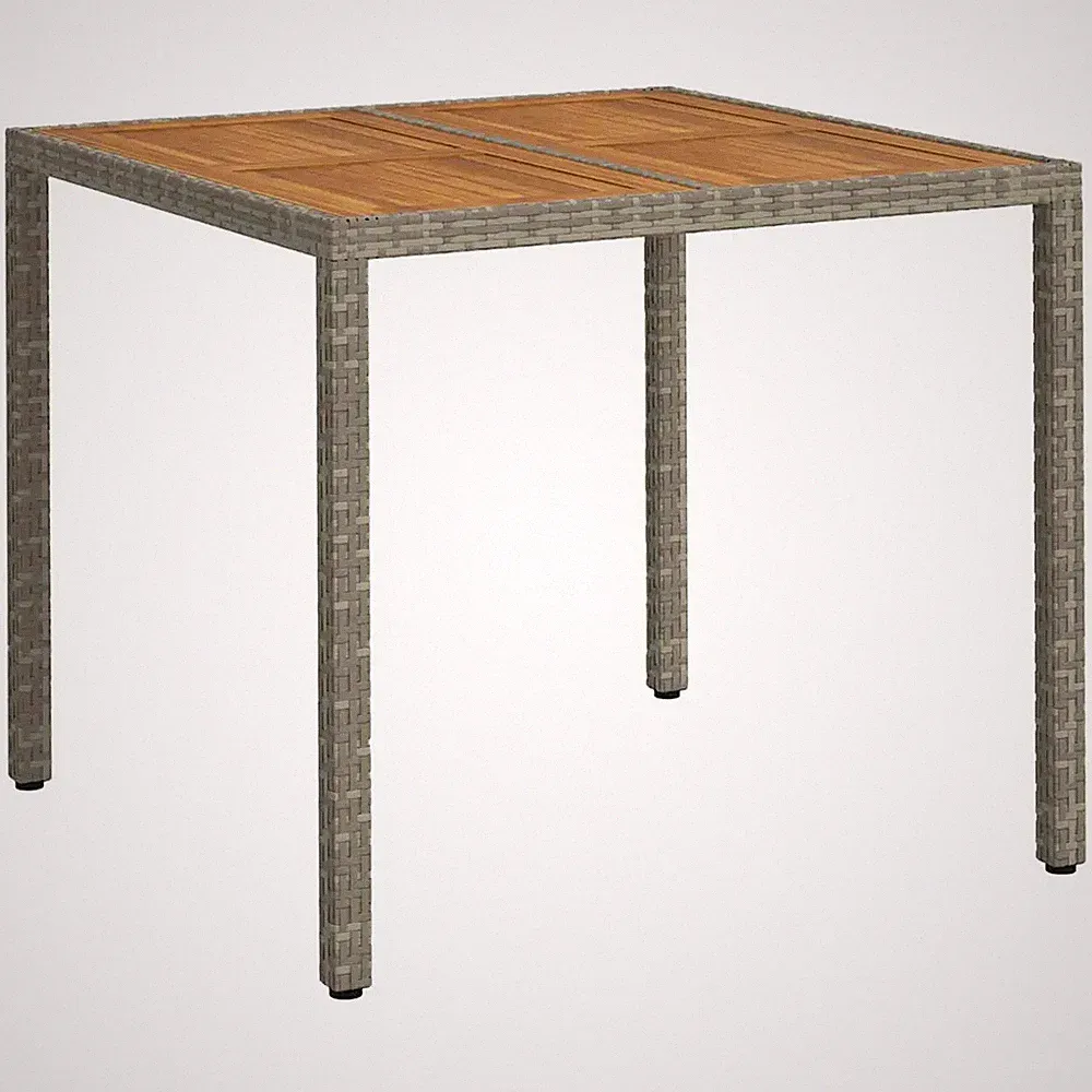 Gartentisch Poly-Rattan Grau 90x90x75 cm Wetterfest Quadratisch