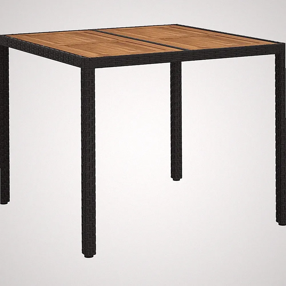 Gartentisch Poly-Rattan schwarz 90x90x75 cm quadratisch Esstisch