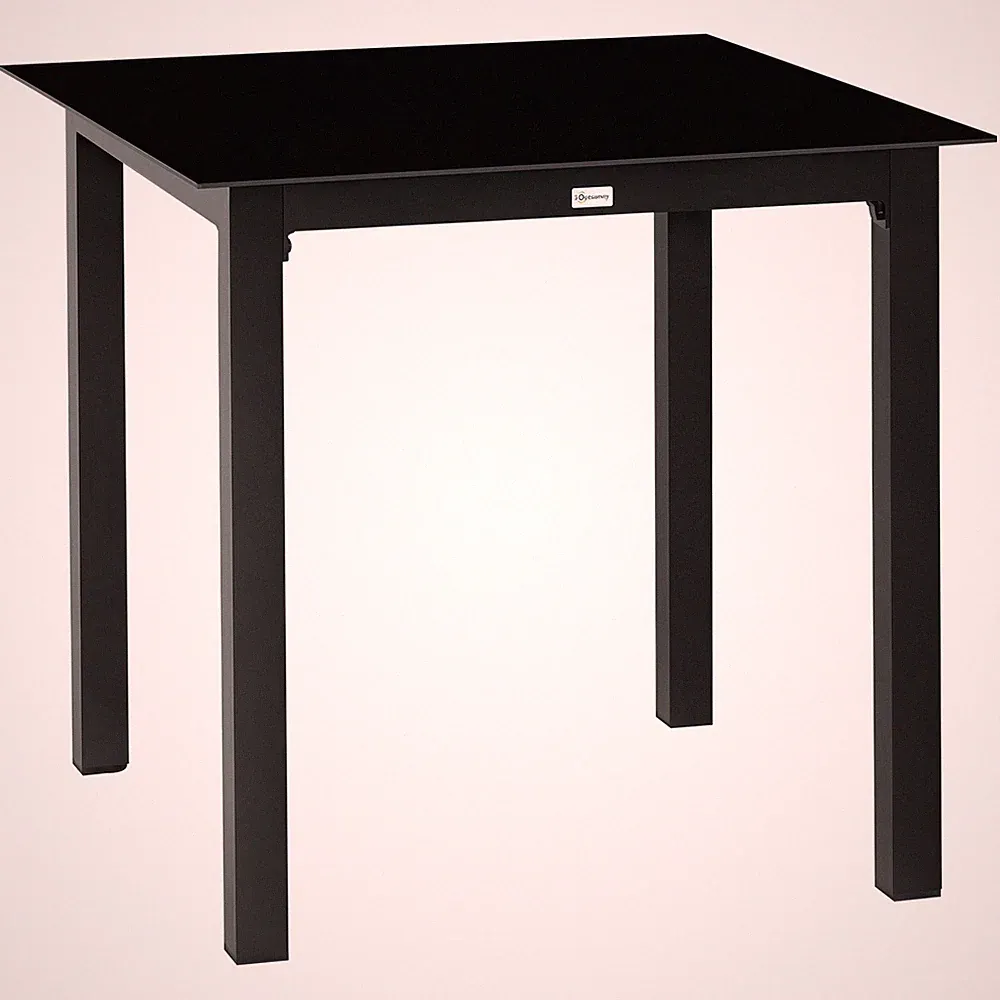 Gartentisch Quadratischer Esstisch für Garten Balkontisch für 4 Personen Schwarz