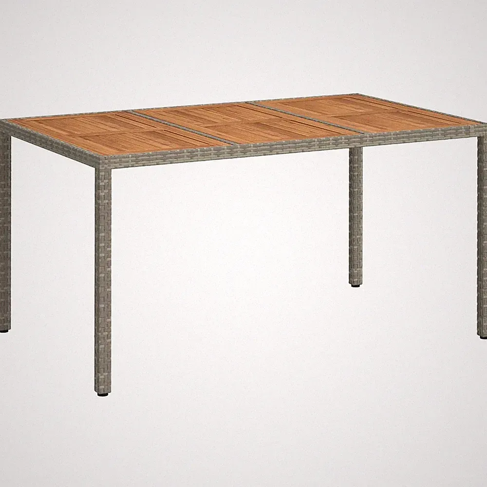 Gartentisch rechteckig grau 150x90x75 cm polyrattan gartenmöbel