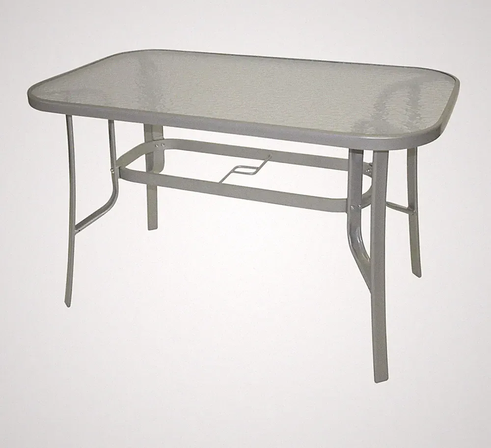 Gartentisch Rechteckig Stahl Glas Silber 120x70cm Outdoor Balkon Modern