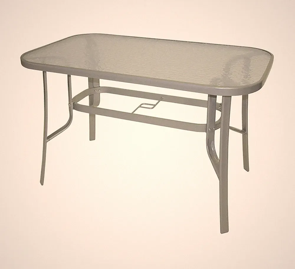 Gartentisch Rechteckig Stahl Glas Silber 120x70cm Outdoor Balkon Modern