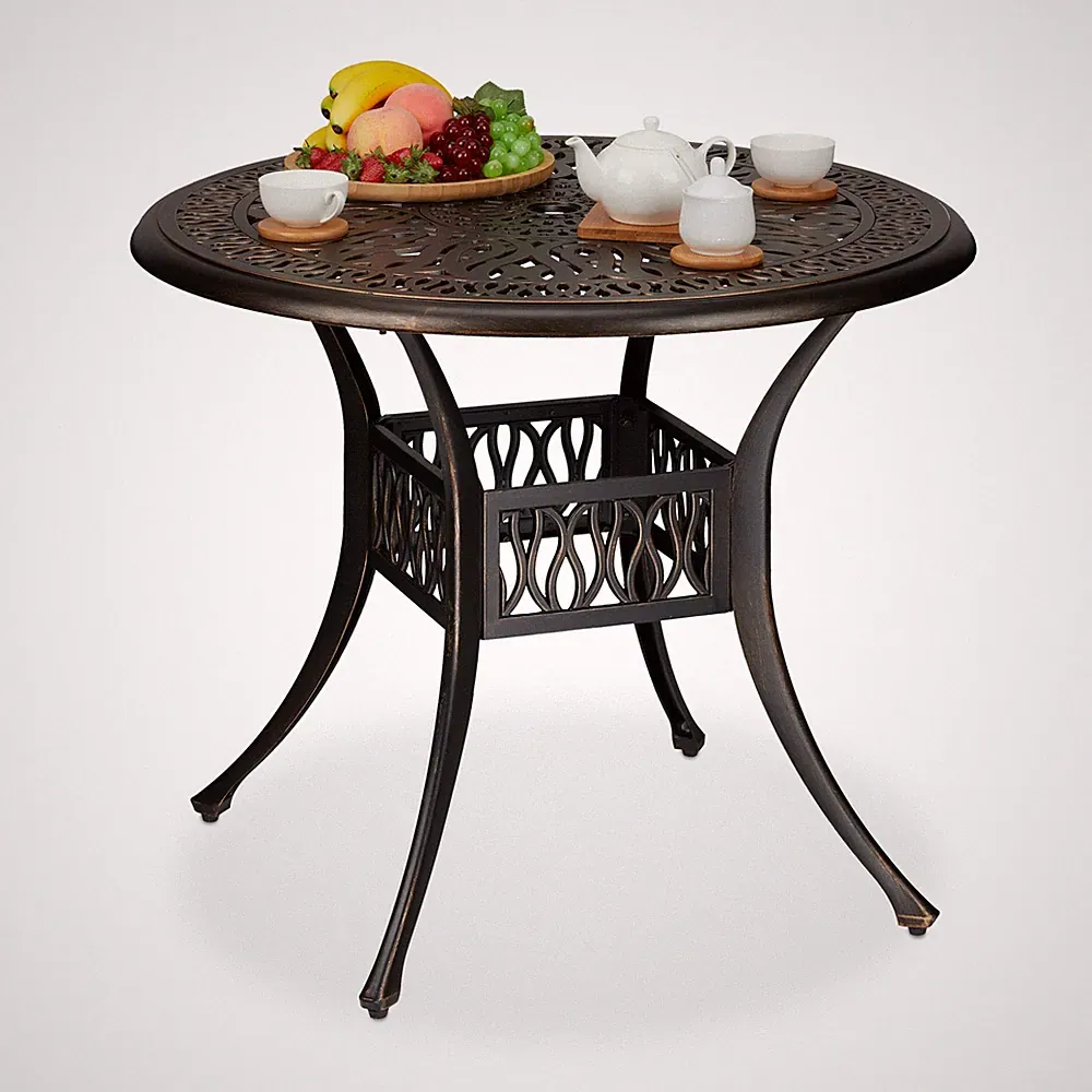 Gartentisch rund Outdoor Tisch mit Schirmloch Kaffeetisch Garten Beistelltisch