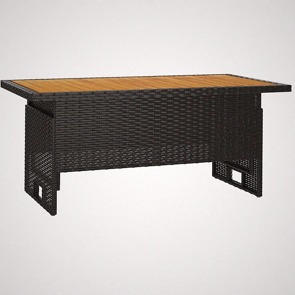Gartentisch Schwarz 100x50x43/63 cm Akazienholz & Poly Rattan