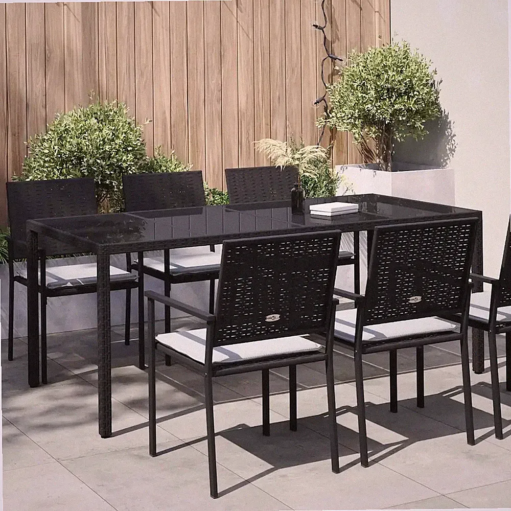 Gartentisch Schwarz 190 x 90 x 75 cm Poly-Rattan