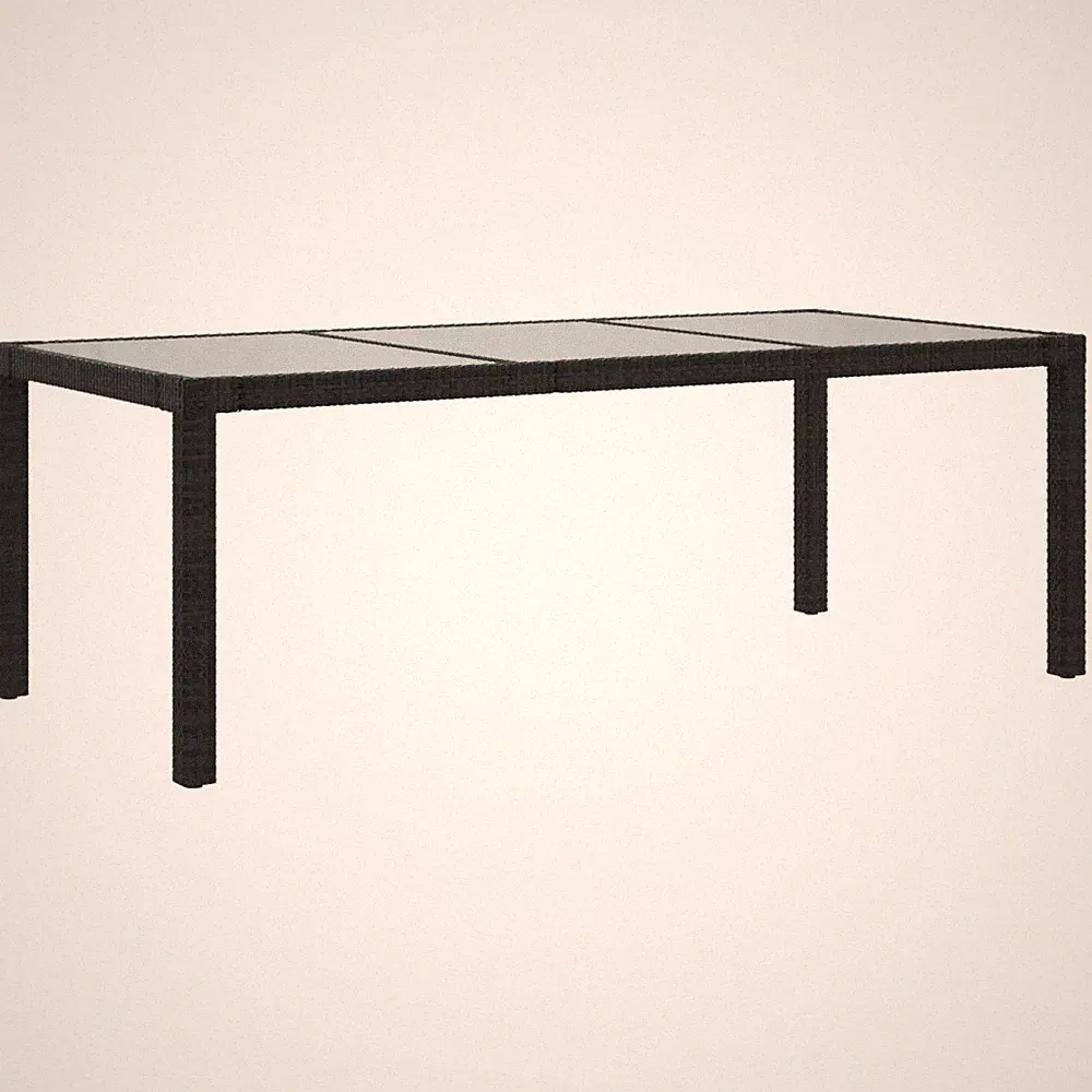 Gartentisch Schwarz 190x90x75 cm Gehärtetes Glas Poly Rattan