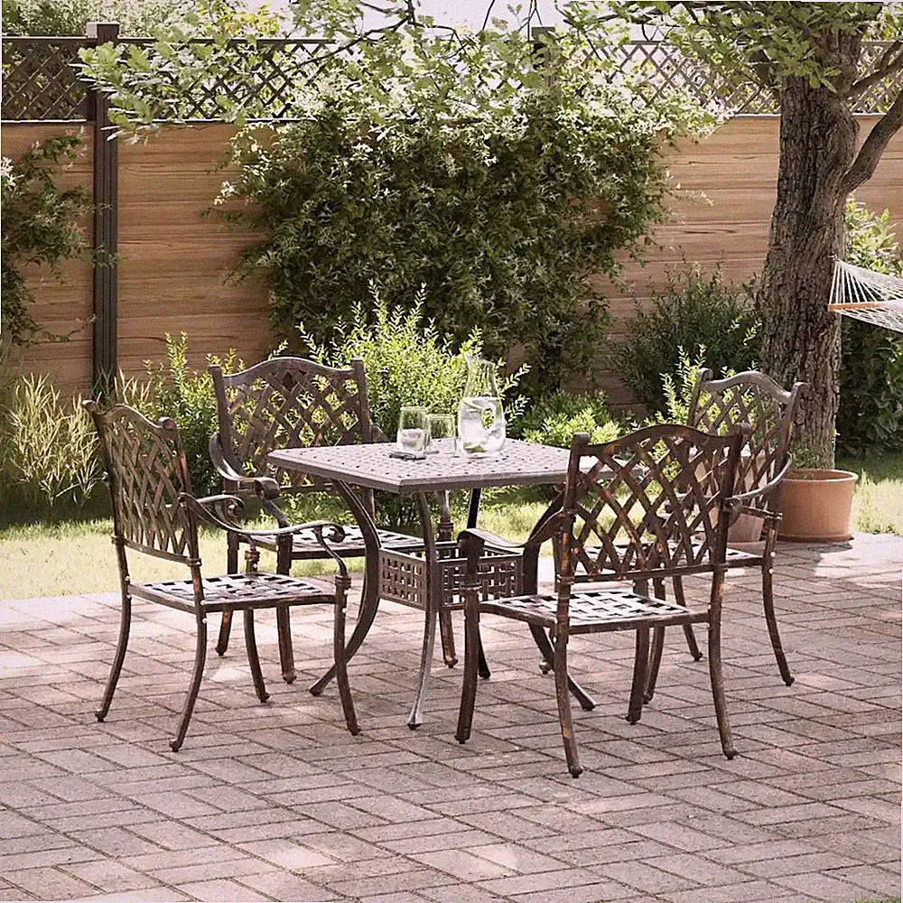 Gartentisch Set Gussaluminium Outdoortisch-Set Terrassenmöbel Esslösung vidaXL