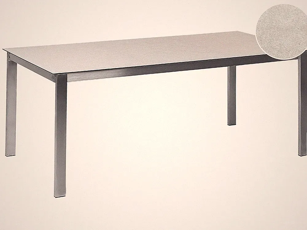 Gartentisch Sicherheitsglas Keramik weiß 180x90 cm Edelstahlgestell Cosoleto