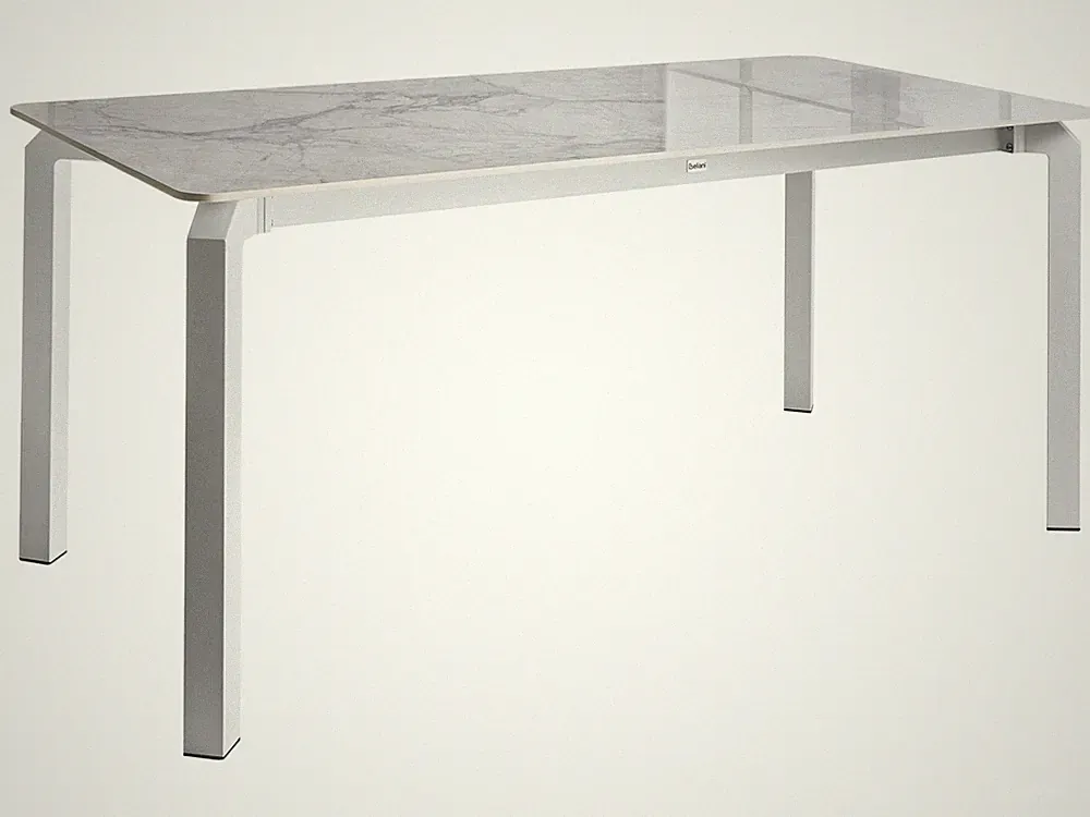 Gartentisch Sinterstein Marmor Optik weiß rechteckig 180 x 90 cm mit weißem