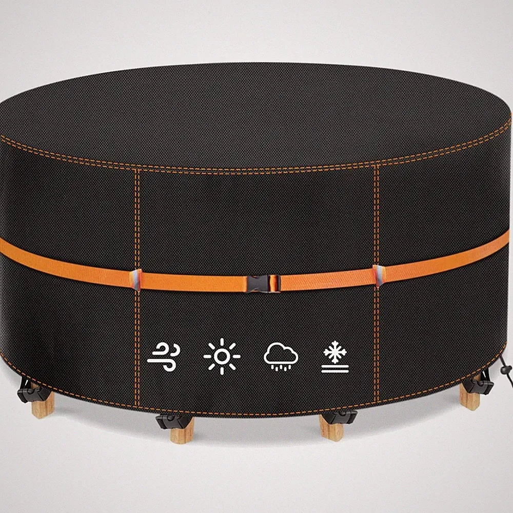 Gartentisch Sitzgruppe Abdeckung, , Schwarz+Orange, 130 cm Durchmesser