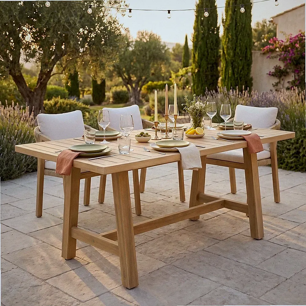 Gartentisch Terrassentisch 170 x 90 cm aus massivem Akazienholz Natur