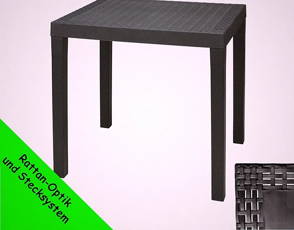 Gartentisch Terrassentisch Esstisch Kunststoff 78 cm Rattan Optik Camping Balkon