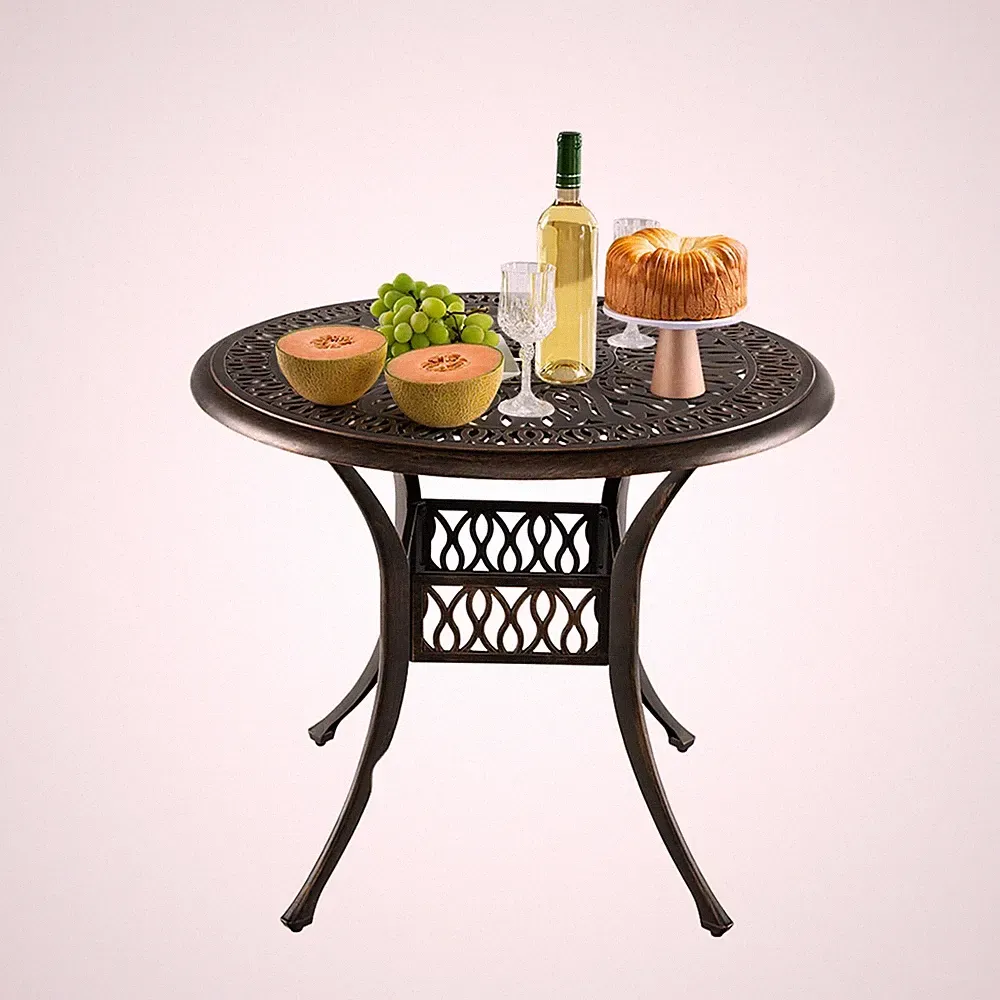 Gartentisch Terrassentisch Runder Esstisch mit 5cm Schirmloch aus Aluminium